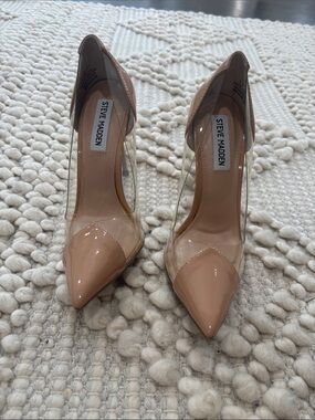 Steve Madden Malibu Blush Nude/Clear Pointed Toe Stiletto Pump 6